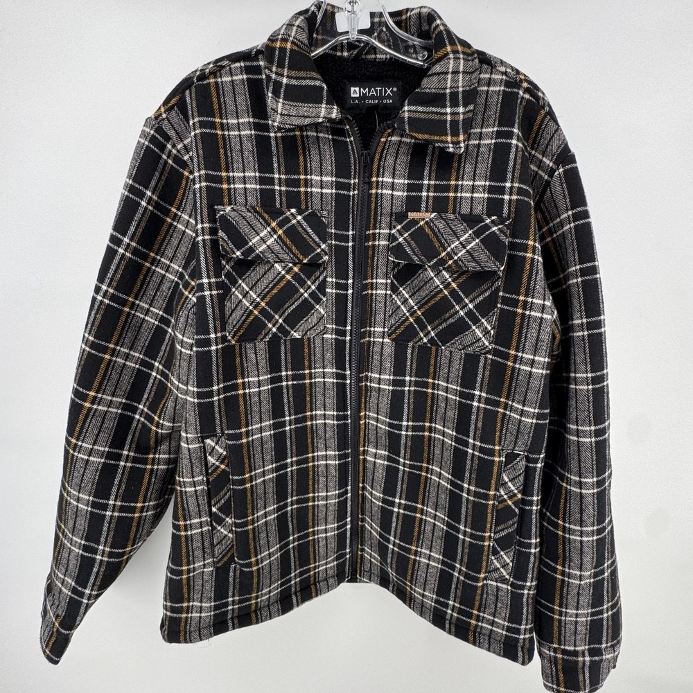 Matix Sherpa Fleece Lined Flannel Jacket Mens SMALL Plaid Full Zip NWOT